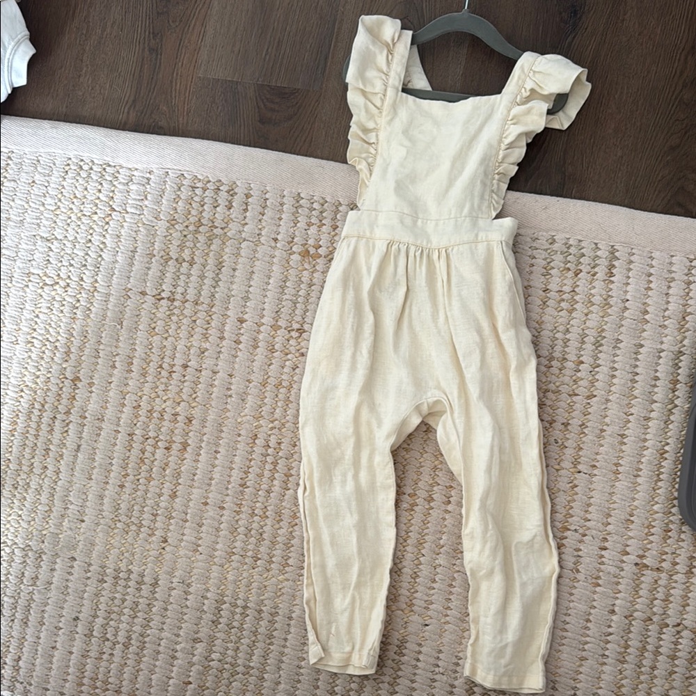 Cream Ruffled Jumpsuit